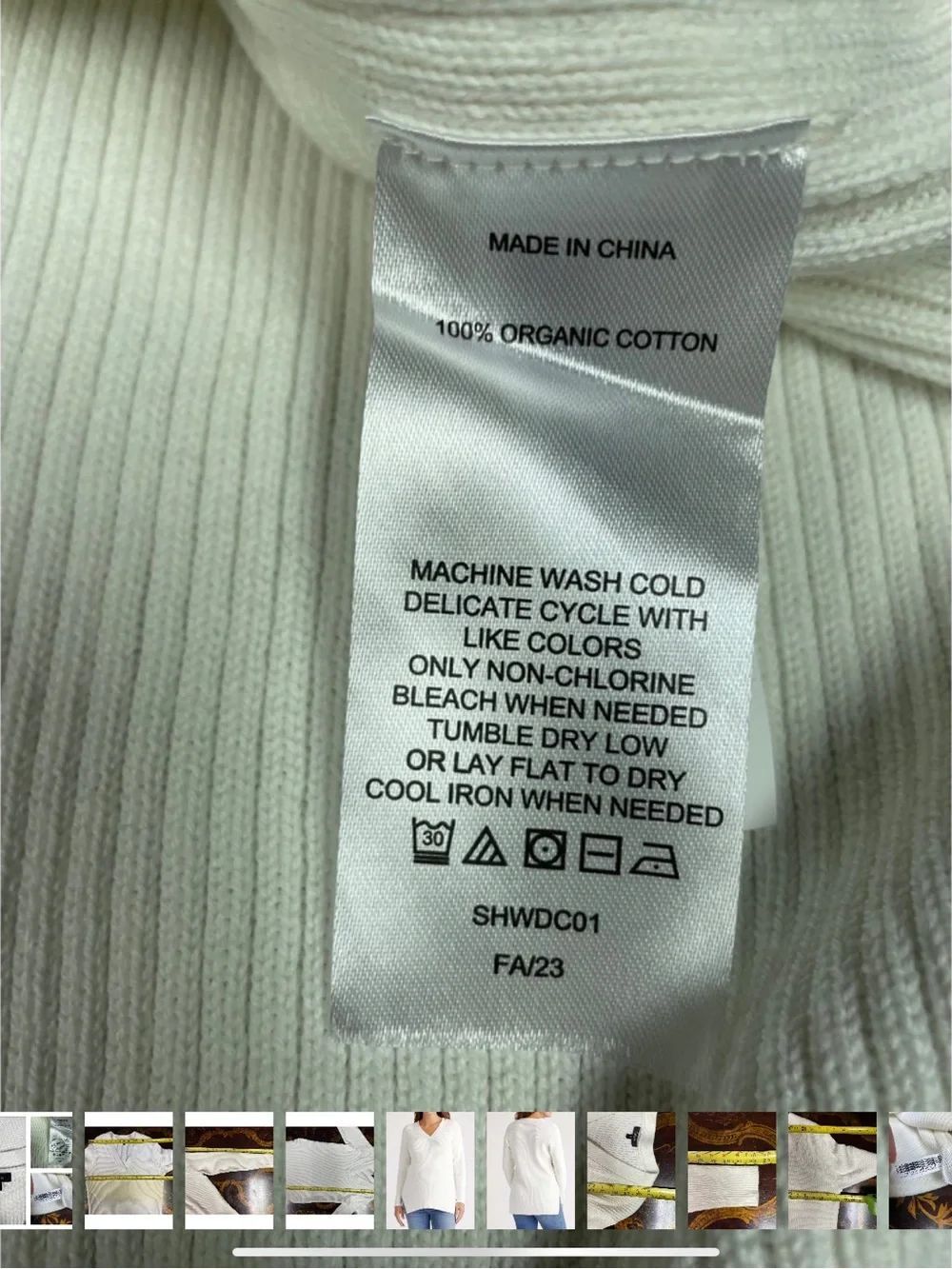 Quince Ivory Ribbed V‑Neck Sweater - Picture 3 of 5